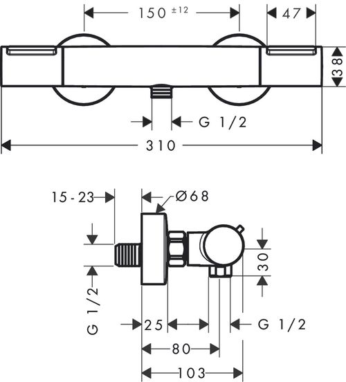 Hansgrohe-Ecostat-Element-Brausethermostat-Aufputz-Mattschwarz-13346670 gallery number 1